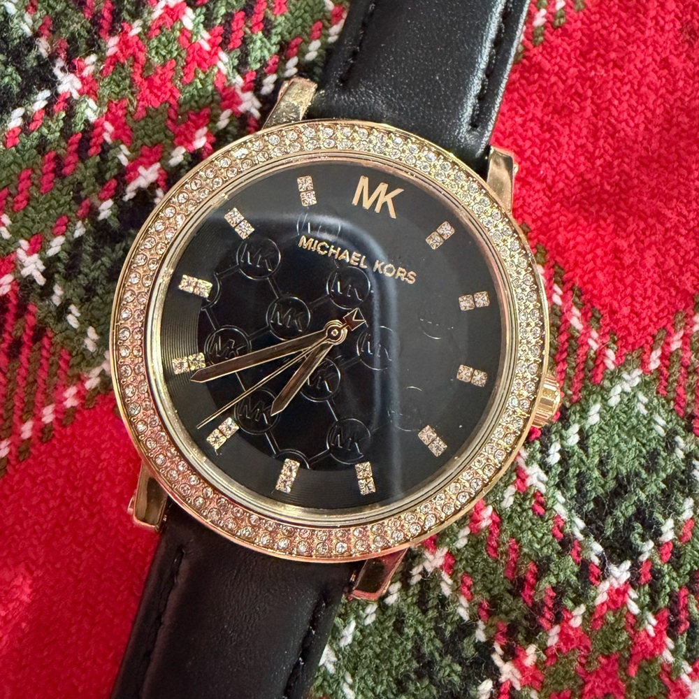 Michael Kors Black and Gold Crystal Watch